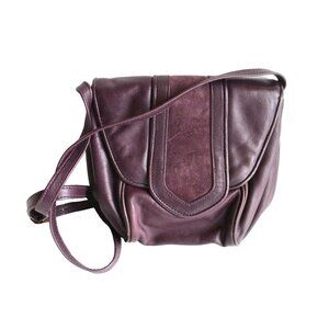 *Vintage AXIOM Purple Leather and Suede Shoulder Bag Adjustable Strap